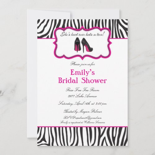 Zebra Bridal Shower Invitations