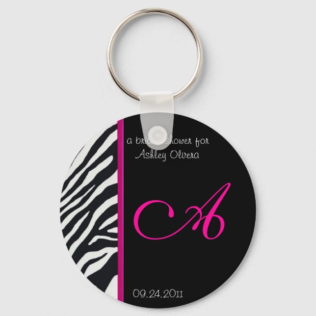 Zebra Bridal Shower Keychain (Front)
