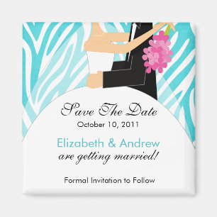 Zebra Bride Groom Save The Date Magnet