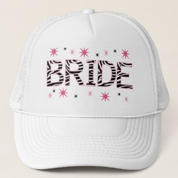 Zebra Bride Trucker Hat by VegasPartyGifts at Zazzle