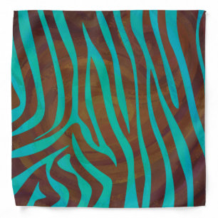 Zebra Brown and Teal Print Bandana
