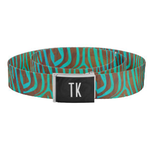 Zebra Brown and Teal Print Belt