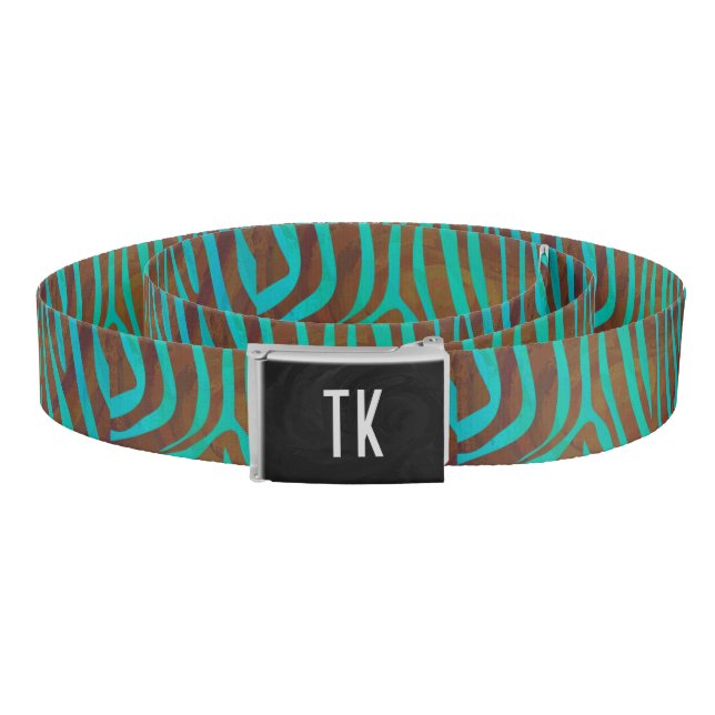 Zebra Brown and Teal Print Belt (Coil)