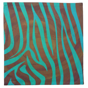Zebra Brown and Teal Print Cloth Napkin