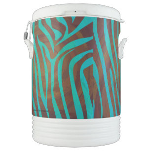 Zebra Brown and Teal Print Cooler