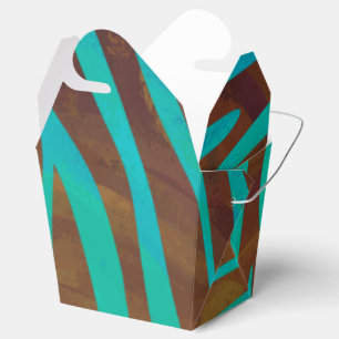 Zebra Brown and Teal Print Favor Boxes