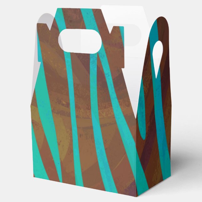 Zebra Brown and Teal Print Favor Boxes (Opened)