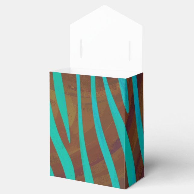 Zebra Brown and Teal Print Favor Boxes (Opened)