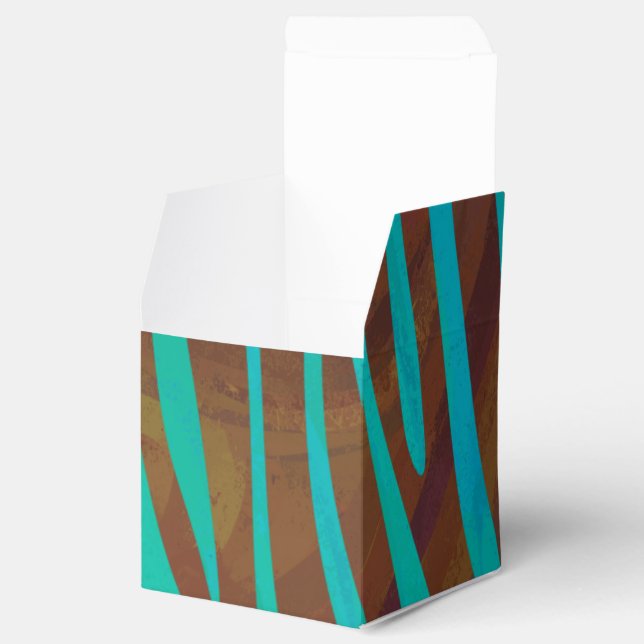 Zebra Brown and Teal Print Favor Boxes (Opened)