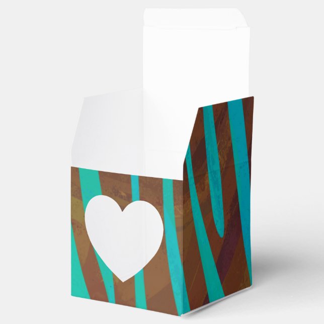 Zebra Brown and Teal Print Favor Boxes (Opened)