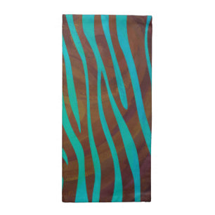 Zebra Brown and Teal Print Napkin