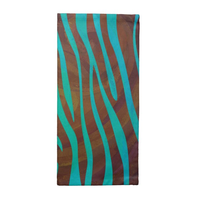 Zebra Brown and Teal Print Napkin (Half Fold)