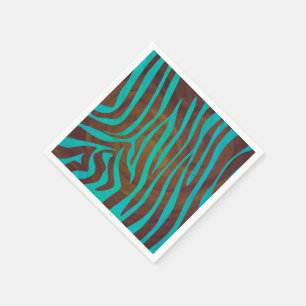 Zebra Brown and Teal Print Napkins
