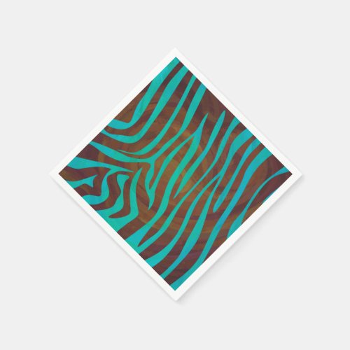 Zebra Brown and Teal Print Napkins