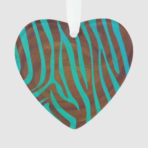 Zebra Brown and Teal Print Ornament