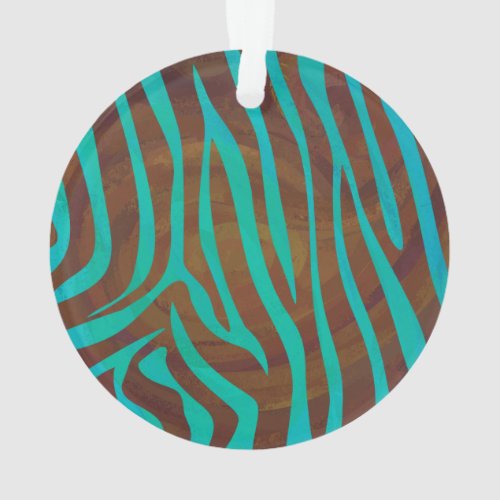 Zebra Brown and Teal Print Ornament