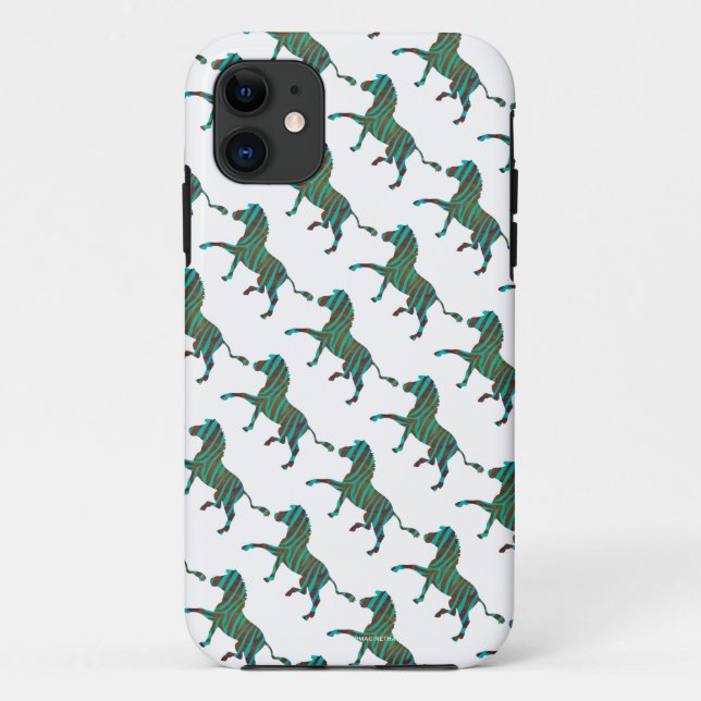 Zebra Brown and Teal Print Silhouette Case-Mate iPhone Case (Back)
