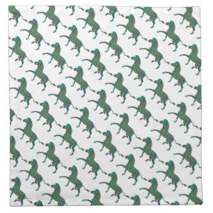 Zebra Brown and Teal Print Silhouette Cloth Napkin