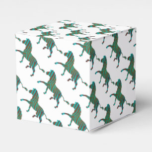 Zebra Brown and Teal Print Silhouette Favor Boxes
