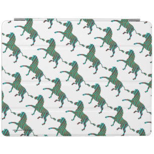 Zebra Brown and Teal Print Silhouette iPad Smart Cover