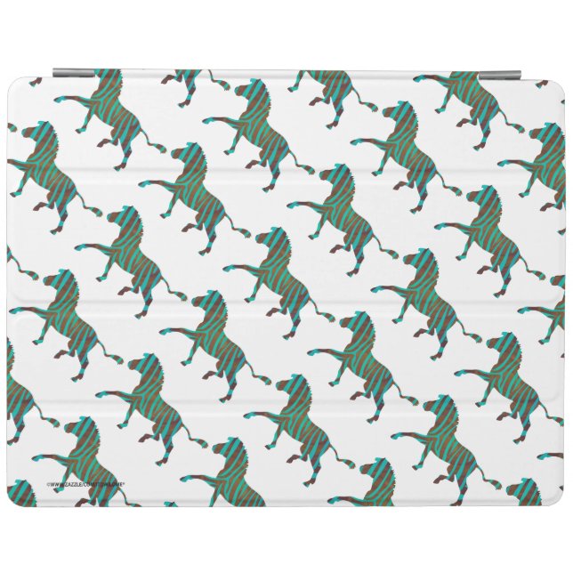 Zebra Brown and Teal Print Silhouette iPad Smart Cover (Horizontal)