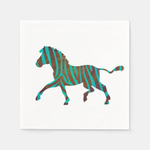 Zebra Brown and Teal Print Silhouette Napkins
