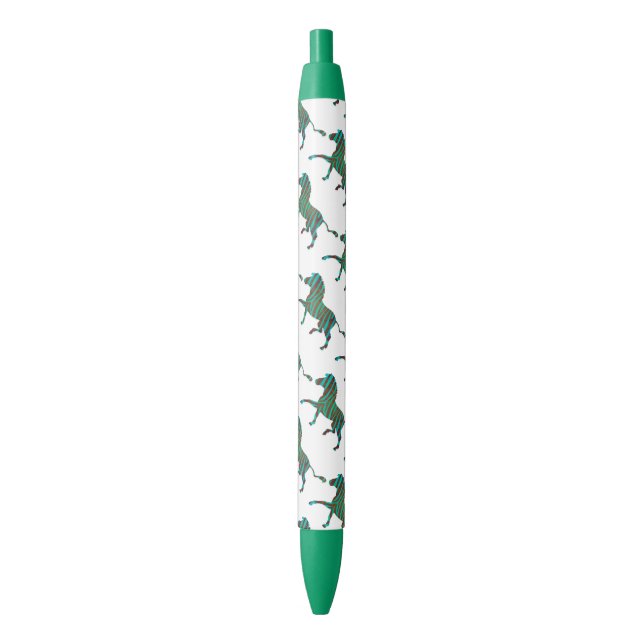 Zebra Brown and Teal Print Silhouette Pen (Front Vertical)
