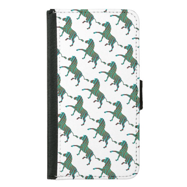 Zebra Brown and Teal Print Silhouette Samsung Galaxy Wallet Case (Front)