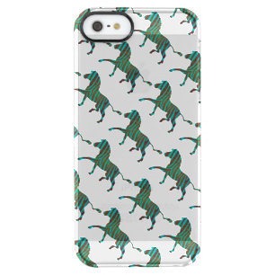 Zebra Brown and Teal Print Silhouette Clear iPhone SE/5/5s Case