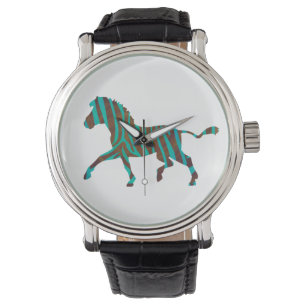 Zebra Brown and Teal Print Silhouette Watch