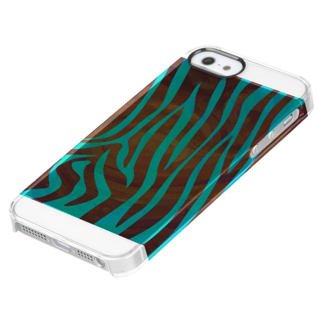 Zebra Brown and Teal Print Uncommon iPhone Case (Bottom)