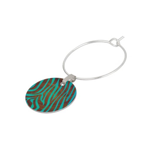 Zebra Brown and Teal Print Wine Glass Charm