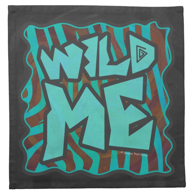 Zebra Brown and Teal Wild Me Design Napkin (Front)