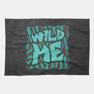 Zebra Brown and Teal Wild Me Design Towel