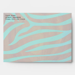 Zebra Brown and Teal with Monogram Envelope