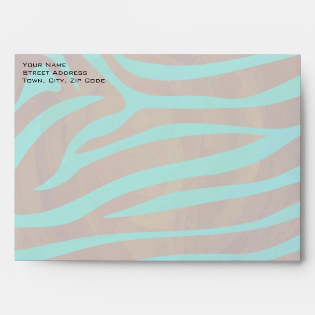 Zebra Brown and Teal with Monogram Envelope (Front)