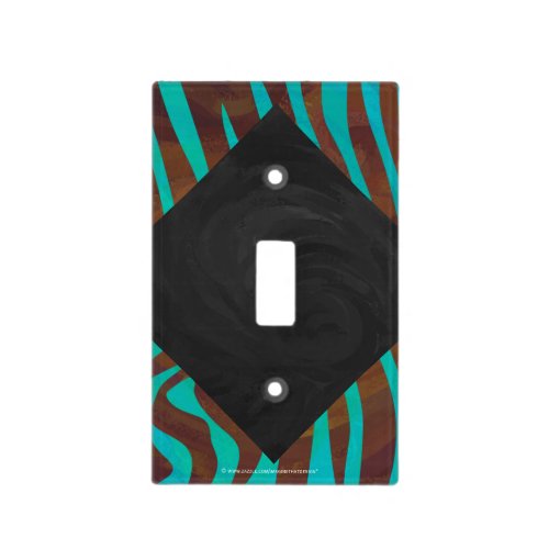 Zebra Brown and Teal with Monogram Light Switch Cover