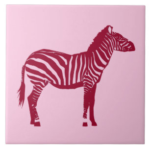 Zebra - Burgundy and Pink Ceramic Tile