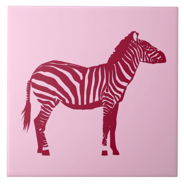 Zebra - Burgundy and Pink Ceramic Tile (Front)