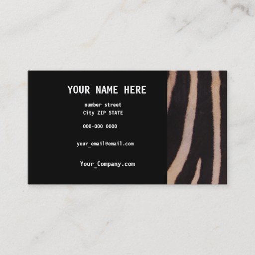 Customizable ZEBRA  Business  Card Business Card Template