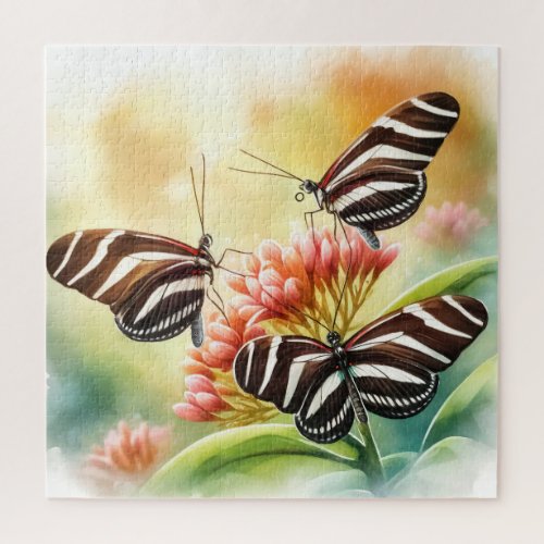 Zebra Butterflies Gathering REF182 _ Watercolor Jigsaw Puzzle