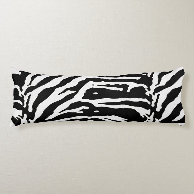 Zebra Camouflage Black and White Artistic Pattern Body Pillow (Front)