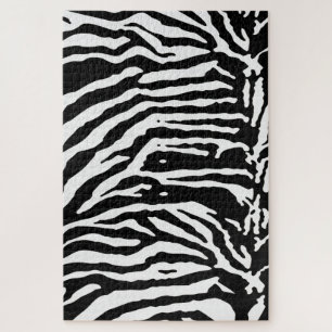 Zebra Camouflage Black and White Artistic Pattern Jigsaw Puzzle