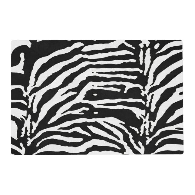 Zebra Camouflage Black and White Artistic Pattern Placemat (Front)