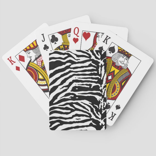 Zebra Camouflage Black and White Artistic Pattern Poker Cards (Back)