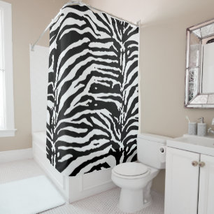 Zebra Camouflage Black and White Artistic Pattern Shower Curtain