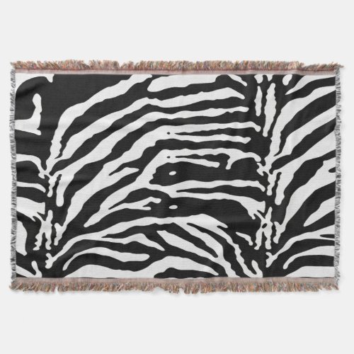 Zebra Camouflage Black and White Artistic Pattern Throw Blanket