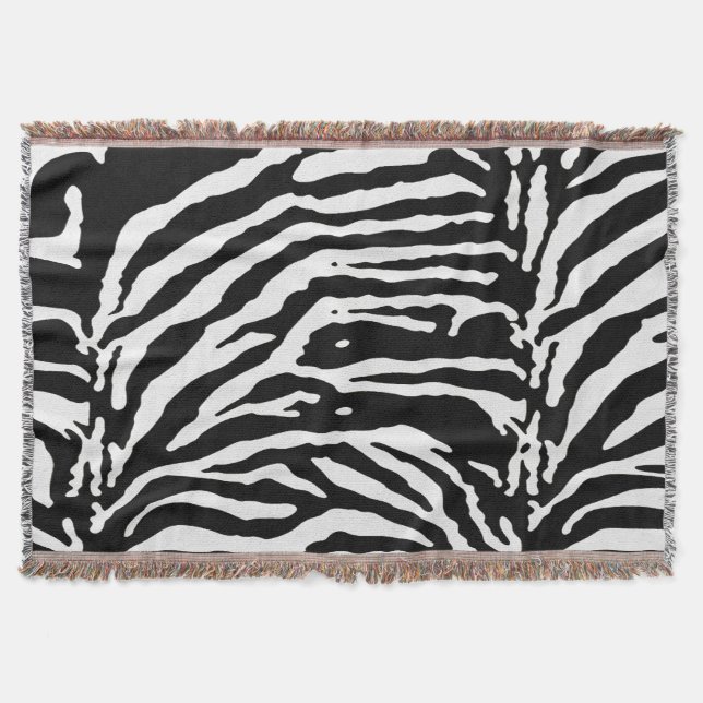 Zebra Camouflage Black and White Artistic Pattern Throw Blanket (Front)