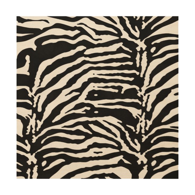 Zebra Camouflage Black and White Artistic Pattern Wood Wall Art (Front)