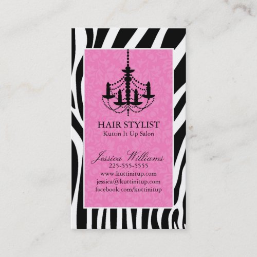 Zebra &amp; Chandelier Business Card Template